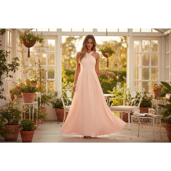 Lulus Dresses & Skirts - Lulus‎ “Air of Romance” Halter Maxi Dress Blush Pink - Size S